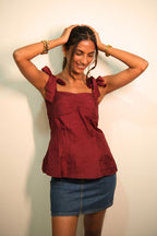 Elara Top in Merlot