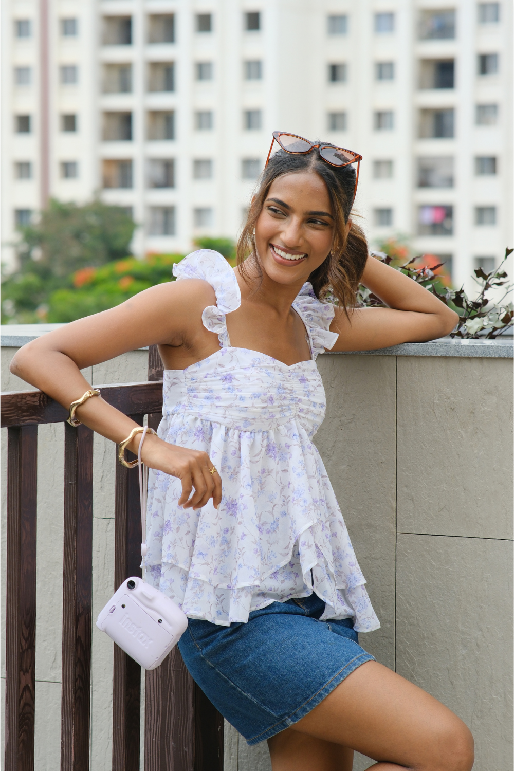 Rhea Ruffle Top in Wisteria